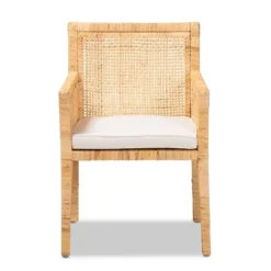 Karis Wood And Rattan Armchair Natural/White - Bali & Pari