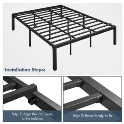 Yaheetech Metal Platform Bed Frame With Heavy Duty Steel Slat Support -Furniture Series Store GUEST c8f265ac 7b42 4733 8f75 e990700fdd33