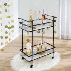 Honey-Can-Do 2 Tier Bar Cart Faux Marble -Furniture Series Store GUEST c9ecbe54 ec90 4b60 910a 48352737f6e0