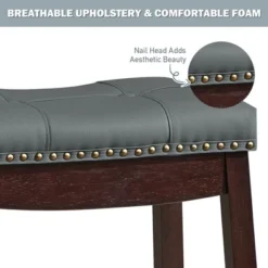 Costway Set Of 2 Nailhead Saddle Bar Stools 24'' Counter Stools Brown/White With Grey Cushion 16 Costway Set Of 2 Nailhead Saddle Bar Stools 24'' Counter Stools Brown/White With Grey Cushion -Furniture Series Store GUEST ca32c85e f3b2 4e0a 8db7 e29132b6c287