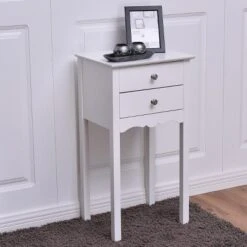 Costway 2 PCS Side Table End Accent Table Night Stand W/ 2 Drawers White -Furniture Series Store GUEST cbc53b6e f47b 4aa5 8a05 861d99eb3112