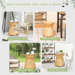 Costway 17'' Concrete Accent Side Table Hourglass Wood-like End Table Plant Stand Stool -Furniture Series Store GUEST cbd667e6 0caa 4ea9 9e62 5856a755cd20