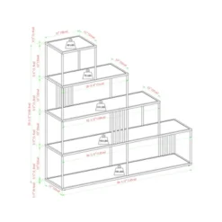 55.5" Modern 4 Shelf With Metal Bar Room Divider Bookcase Coastal Oak/Black - Saracina Home -Furniture Series Store GUEST cc7da339 0cfb 4594 9f54 82cb5df98f11