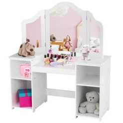 Costway Vanity Table Set Makeup Dressing Kids Girls Study Table Tri Folding Mirror WhitePink 20 Costway Vanity Table Set Makeup Dressing Kids Girls Study Table Tri Folding Mirror WhitePink -Furniture Series Store GUEST ccce7273 e5aa 4888 aca5 c6351d396604