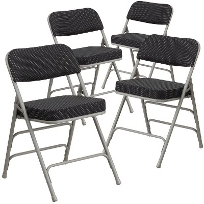 Emma And Oliver 4 Pack Premium Curved Triple Braced & Hinged Fabric Upholstered Metal Folding Chair 13 Emma And Oliver 4 Pack Premium Curved Triple Braced & Hinged Fabric Upholstered Metal Folding Chair - Image 13