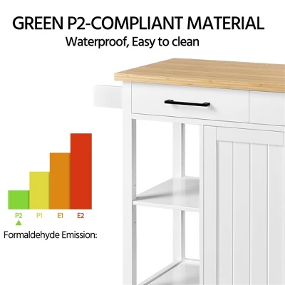 Yaheetech Mobile Kitchen Island Kitchen Trolley Cart With Adjustable Shelves White 7 Yaheetech Mobile Kitchen Island Kitchen Trolley Cart With Adjustable Shelves White - Image 7