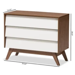 Hildon Mid-Century Modern Wood 3 Drawer Storage Chest Brown - Baxton Studio -Furniture Series Store GUEST ce314839 7be1 4890 ae09 e3896f53fabb