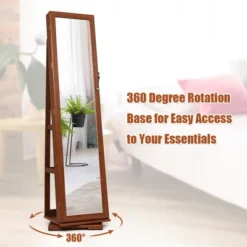 Costway 360degree Rotatable Jewelry Cabinet 2-in-1 Lockable Mirrored Organizer -Furniture Series Store GUEST ce4607be a022 4af4 90eb cdfa2f889c2c