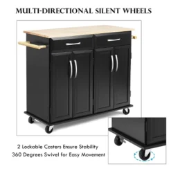 Costway Rolling Kitchen Trolley Island Cart Wood Top Storage Cabinet Utility W/ Drawers -Furniture Series Store GUEST ce662cb5 a422 45cc a62e cf65c12b8219