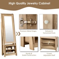 Costway Jewelry Cabinet Large Full Length Armoire 2-in-1 Stand Mirror Organizer -Furniture Series Store GUEST ce76ac87 69af 4f1d 8935 8080471617b1