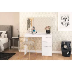 Linden Vanity With Mirror White - Polifurniture -Furniture Series Store GUEST cf37a53e 2a16 46a3 a41b b8fa0e051d0f