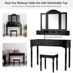 Costway 7 Drawers Vanity Set Dressing Table W/ Tri-Folding Mirror 18 Costway 7 Drawers Vanity Set Dressing Table W/ Tri-Folding Mirror -Furniture Series Store GUEST d06da6d6 0348 40a8 ab6c 02b7bf3be176