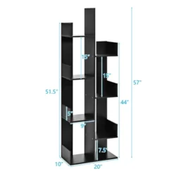 Costway 8-Tier Bookshelf Bookcase W/8 Open Compartments Space-Saving Storage Rack White/Black