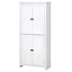 HOMCOM 72" Freestanding 4-Door Kitchen Pantry, Storage Cabinet Organizer With 4-Tiers, And Adjustable Shelves, White -Furniture Series Store GUEST d194ee37 0b84 4722 97cd 31759e20c912