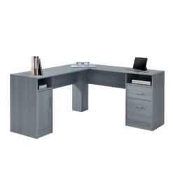 Functional L Shaped Desk With Storage Gray - Techni Mobili -Furniture Series Store GUEST d283a62f d6a4 4e97 9387 24775f905bbd