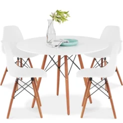 Best Choice Products 5-Piece Compact Mid-Century Modern Dining Set W/ 4 Chairs, Wooden Legs, Plastic Seats -Furniture Series Store GUEST d28bd91e 5f2b 4e51 8501 7774624b9a6c
