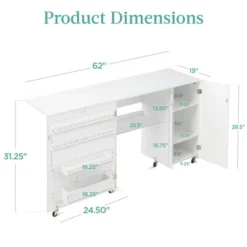 Best Choice Products Large Portable Multipurpose Folding Sewing Table W/ Magnetic Doors, Craft Storage & Bins - White -Furniture Series Store GUEST d3d50011 3c77 469a bf85 875ce1aaf564