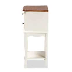 2 Drawer Darla Wood Nightstand White/Cherry Brown - Baxton Studio -Furniture Series Store GUEST d419cc18 8721 4b76 a120 dbab86b79db3
