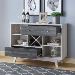 Abrama 2 Drawer Buffet White Oak/Distressed Gray - HOMES: Inside + Out -Furniture Series Store GUEST d4a75129 5de8 40be beaa 8eacc04dc58c