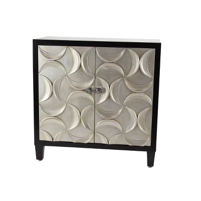Modern Crescent Moon Pattern Wood Rectangle Cabinet Black - Olivia & May 6 Modern Crescent Moon Pattern Wood Rectangle Cabinet Black - Olivia & May - Image 6