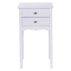 Costway 2 PCS Side Table End Accent Table Night Stand W/ 2 Drawers White -Furniture Series Store GUEST d60b3c7d 176a 4ca3 a56c d0296b307709