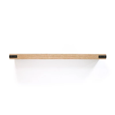 36" X 9.2" Floating Shelf Wall Mounted With Metal Corners White Oak - Inplace 2 36" X 9.2" Floating Shelf Wall Mounted With Metal Corners White Oak - Inplace - Image 2