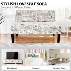 Costway Loveseat Sofa Fabric Settee Bench Bed Chair Wooden Leg Living Room -Furniture Series Store GUEST da9172d7 dbab 47a1 a6eb 643f383f887b