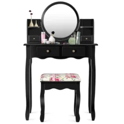 Tangkula Vanity Table Set W/Detachable Mirror & Stool Black/White 15 Tangkula Vanity Table Set W/Detachable Mirror & Stool Black/White -Furniture Series Store GUEST daac9ddf 516c 4cd2 9117 92acb7a5a6f0