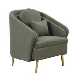 Mid-Century Upholstered Accent Chair, Arm Chair With Lumbar Pillow And Metal Legs-ModernLuxe -Furniture Series Store GUEST dbb00709 9815 47c7 8f4f 665179853f1d