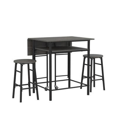 RealRooms Jace Kitchen 3 Piece Pub Set With Drop Leaf And 2 Counter Height Stools 5 RealRooms Jace Kitchen 3 Piece Pub Set With Drop Leaf And 2 Counter Height Stools - Image 5