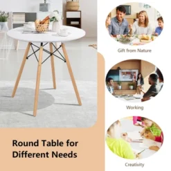 Costway Dining Table Round White Modern Dining Table 31.5'' W/Solid Wooden Leg For Kitchen -Furniture Series Store GUEST ddb33a24 2f41 4998 9937 af0ff51cb42e
