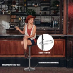 Costway Set Of 4 Swivel Bar Stool PU Leather Adjustable Kitchen Counter Bar Chairs Black -Furniture Series Store GUEST ddb35d12 c10f 42b3 b921 12d29035e059