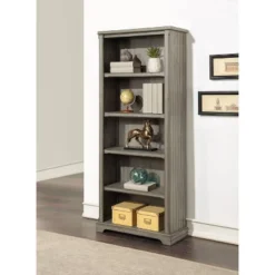 72" Hawthorne Traditional Open Wood Bookcase Gray - Martin Furniture
