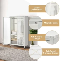 Costway Storage Wardrobe Cabinet Mobile Armoire Closet With Hanging Rod & Adjustable Shelf -Furniture Series Store GUEST df08917d c7f1 4577 a495 606962790541