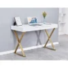 Modern Stainless Steel Frame Computer Desk - Gold High Gloss - Best Master Furniture