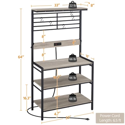 Yaheetech 4-tier 64" H Kitchen Baker's Rack With Power Outlet, Gray 2 Yaheetech 4-tier 64" H Kitchen Baker's Rack With Power Outlet, Gray - Image 2
