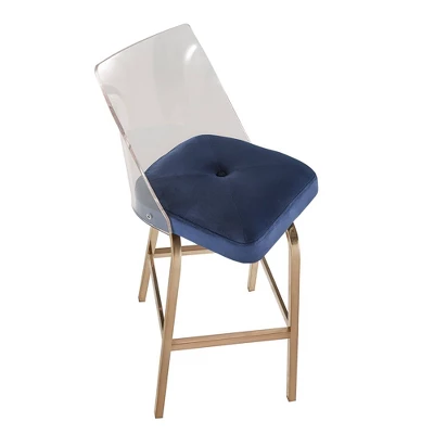 Set Of 2 29" Svana Champagne Gold Finish Velvet Barstools Navy - Inspire Q 2 Set Of 2 29" Svana Champagne Gold Finish Velvet Barstools Navy - Inspire Q - Image 2