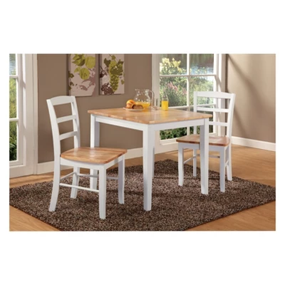 3pc Dining Table With 2 Ladderback Chairs White/Natural – International Concepts 1 3pc Dining Table With 2 Ladderback Chairs White/Natural – International Concepts