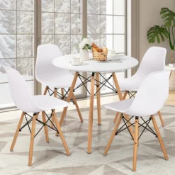 Costway Dining Table Round White Modern Dining Table 31.5'' W/Solid Wooden Leg For Kitchen -Furniture Series Store GUEST e0b14cf3 1223 4f46 b457 3552a3dc9953