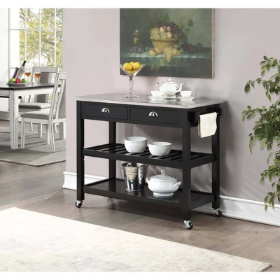 American Heritage 3 Tier Stainless Steel Kitchen Cart With Drawers - Breighton Home 1 American Heritage 3 Tier Stainless Steel Kitchen Cart With Drawers - Breighton Home