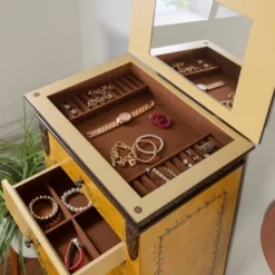 Beatrice Antique Parchment Hand Painted Jewelry Armoire - Powell Company -Furniture Series Store GUEST e2e5afd7 c178 42fb 9098 e08edcb21e41