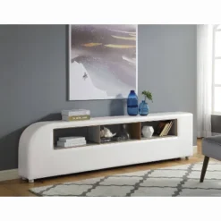 Full/Twin Tioga Upholstered Bookcase Bed White - MiBasics