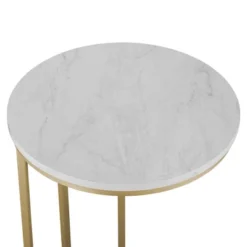24" Modern Glam Round C Table Faux White Marble/Gold - Saracina Home 6 24" Modern Glam Round C Table Faux White Marble/Gold - Saracina Home -Furniture Series Store GUEST e374de0c 0bdb 42ff b4ff c6201b372504