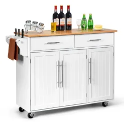 Costway Kitchen Island Trolley Cart Wood Top Rolling Storage Cabinet W/Knife Block WhiteBrown -Furniture Series Store GUEST e3d92b6a c175 49fe b340 9115ab6f6b29
