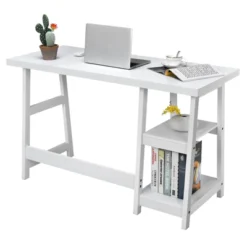 Costway Trestle Computer Desk Home Office Workstation W/Removable Shelves Vintage BlueWhite -Furniture Series Store GUEST e44e9cc4 7c82 4ca1 a132 8fbb11ebacb1