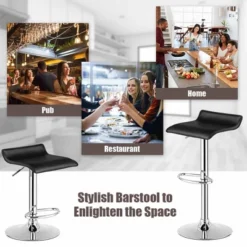 Costway Set Of 4 Swivel Bar Stool PU Leather Adjustable Kitchen Counter Bar Chairs Black -Furniture Series Store GUEST e481ba86 db03 4e76 b2ad ad80420df5bc