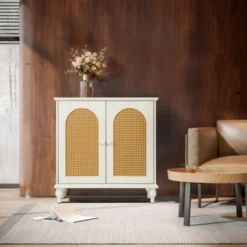 Jamie 31.5" W Rattan Doors Multi-functional Storage Antique Accent Cabinets With Adjustable Inner Shelf And Pine Legs-Maison Boucle -Furniture Series Store GUEST e4840b20 42be 447c abd1 c3398f5bf687