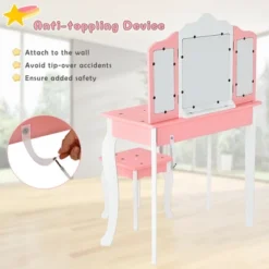 Costway Kids Vanity Princess Makeup Dressing Table Chair Set W/ Tri-folding Mirror 17 Costway Kids Vanity Princess Makeup Dressing Table Chair Set W/ Tri-folding Mirror -Furniture Series Store GUEST e487779f 7b66 406d a8e3 8b3796588072