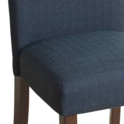 Fabric Upholstered Wooden Parson Dining Chair With Splayed Back Blue/Brown - Benzara -Furniture Series Store GUEST e5012c58 4407 4435 b94f 2a4b5132295a