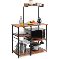 Costway 4-Tier Vintage Kitchen Baker's Rack Utility Microwave Stand W/ Basket & 5 Hooks 21 Costway 4-Tier Vintage Kitchen Baker's Rack Utility Microwave Stand W/ Basket & 5 Hooks -Furniture Series Store GUEST e610a51d 9e16 45f6 8ba8 fa48df814627